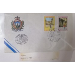 A) 1990, SAN MARINO, POST OFFICES, FDC, OLD OFFICE OF PIANELLO, DOGANA, ISSUE EUROPA