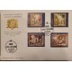 A) 1977, MALTA, FLAMENCO UPHOLSTERY, FDC, THE ANNUNCIATION, THE FOUR EVANGELISTS, NATIVITY AND ADORATION OF THE WISE KINGS
