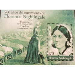 A) 2020, URGUAY, FLORENCE NIGHTINGALE, 1820-1910, SOUVENIR SHEET, MNH