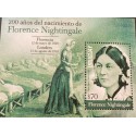 RA) 2020, URGUAY, FLORENCE NIGHTINGALE, 1820-1910, SOUVENIR SHEET, MNH
