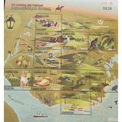 A) 2020, URUGAY, MAP AMETHYST WINE OLIVE MILL BIRD BIKE TREEKING FISH HOURSE TURTLE, MNH, MINI SHEET