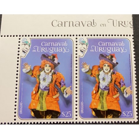 A) 2020, URUGUAY, CARNIVAL, ROSARIO VIÑOLY COSTUME AND MAKE-UP, MNH, CEIBO, SALTIMBANQUIS, MULTICOLORED