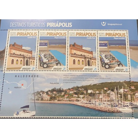 A) 2020, URUGUAY, TOURISM, PIRIAPOLIS, MNH, CONSISTING OF 4 SERIES OF 2 STAMP AND 1 BULLET