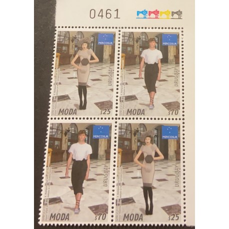 A) 2020, URUGUAY, MERCOSUR, FASHION DRESSING TEXTIL INDUSTRY, MNH, PAIR BLOCK OF 4