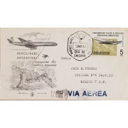 A) 1959, ARGENTINA, PLANE, FDC, REACTION FLIGHTS, AIRLINES, FROM BUENOS AIRES TO MEXICO AIRMAIL