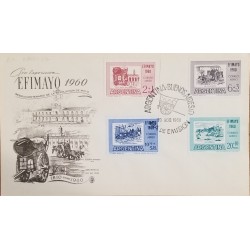 A) 1960, ARGENTINA, EFIMAYO, OLD REELS, FDC, MAY REVOLUTION, THE LANDING, MARKETPLACE, THE AGUATERO AND THE STRONG STAMP