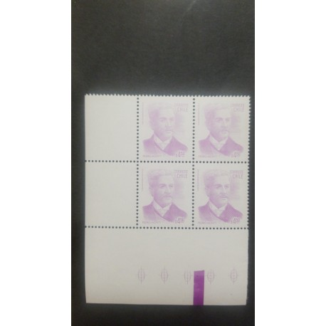 A) 1982, CHILE, PRESIDENT, MNH, PRDRO MONTT, VIOLET, BLOCK OF 4