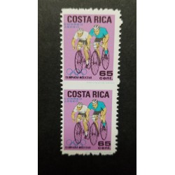 A) 1969, COSTA RICA, CYCLING, AIRMAIL, IMPERFORATE, IN BETWEEN, OLYMPIC GAMES MEXICO