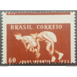A) 1955, BRAZIL, TRACK RACE, CHILDREN'S GAMES, RIO DE JANEIRO, SC823, SHIFTED PERFORATION