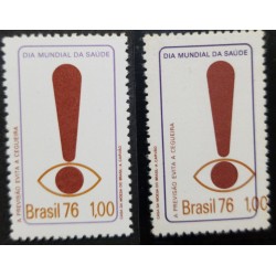 A) 1976, BRAZIL, WORLD HEALTH DAY, SHIFTED, MULTICOLORED