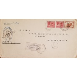 A) 1949, ARGENTINA, CERTIFIED, SHIPPED TO SAN MARTIN, BERNARDO RIVADAVIA AND WOOL STAMPS