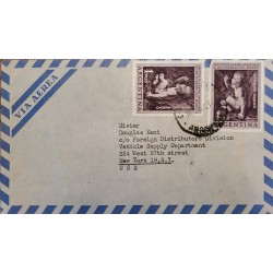 A) 1957, ARGENTINA, ART, CHILDREN, FROM BUENOS AIRES TO NEW YORK-UNITED STATES, AIRMAIL
