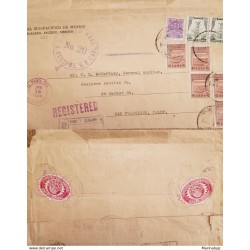 J) 1944 MEXICO, CROSS OF PALENQUE, SUD-PACIFICO DE MEXICO RAILWAY, MULTIPLE STAMPS, REGISTERED