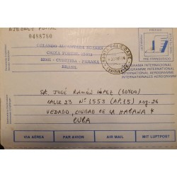 A) 1989, BRAZIL, POSTAL STATIONARY, FROM PARANA TO CARIBBEAN DESTINATION, POSTCARD CHESS