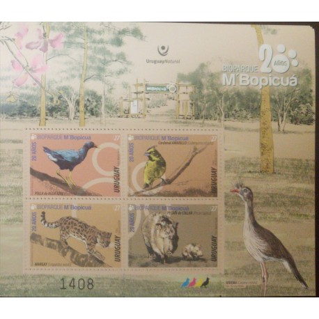 A) 2020, URUGUAY, BIRDS, FELINE AND PECARI, MNH, BIO PARK, ANNIVERSARY OF M´BOPICUA, MULTICOLORED