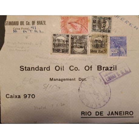 A) 1896, BRAZIL, FROM NATAL TO RIO DE JANEIRO, AIRMAIL, LINHAS, SANTOS DUMONT