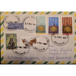 A) 1980, BRAZIL, FROM ARACAJU TO GERMANY, AIRMAIL, VIRGIN, UPU AND TELECOMMUNICATIONS STAMPS