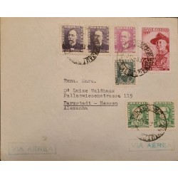 A) 1955, BRAZIL, FROM BLUMENAU TO GERMANY, AIRMAIL, DUQUE DE CAXIA AND ADMIRAL TAMANCARA STAMPS