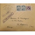 A) 1936, BRAZIL, AIR FRANCE, FROM MARANHAO TO LA MADELEINE-FRANCE, AIRMAIL, CANCELLED, FAITH AND ENERGY AND EDUCATION