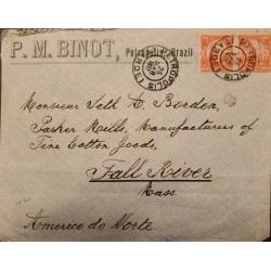 A) 1912, BRAZIL, FROM PETROPOLIS TO FALL RIVER-NORTH AMERICA, WANDERKOLK STAMP