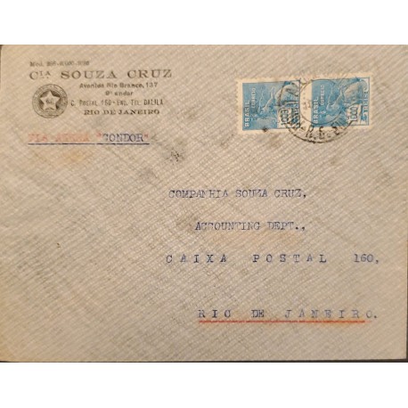 A) 1941, BRAZIL, VIA CONDOR, FROM PORTO ALEGRE TO RIO DE JANEIRO, COMMERCE STAMPS