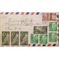 A) 1969, SPAIN, FROM PONTEVEDRA TO NEW YORK, AIRMAIL, MULTIPLE STAMPS
