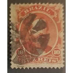 A) 1866, BRAZIL, DOM PEDRO, Sc53, USED MUTE, RED, 10R