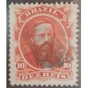 A) 1866, BRAZIL, DOM PEDRO, MUTE CANCELLATION, 10R, RED