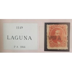 A) 1866, BRAZIL, DOM PEDRO, LAGUNA, CANCELLATION, 10R, RED