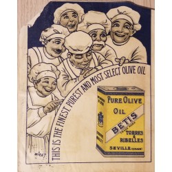 A) 1950 CIRCA, SPAIN, OIL, CHEFS, COMMERCIAL LABEL