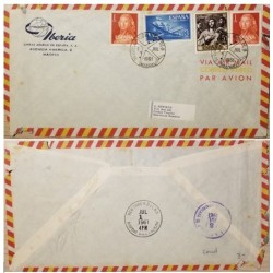 A) 1961, SPAIN, FIRST FLIGHT NEW YORK, FROM MADRID TO DOMINICAN REPUBLIC, AIRMAIL, LEANDRO MORATIN AND THE PLUNDER STAMPS