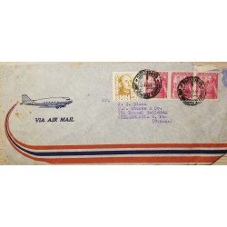 A) 1949, SPAIN, FROM BARCELONA TO PHILADELPHIA-UNITED STATES, AIRMAIL, GRAL FRANCO STAMPS