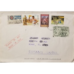 A) 1961, SPAIN, FROM BARCELONA TO MIAMI-UNITED STATES, MULTIPLE STAMPS