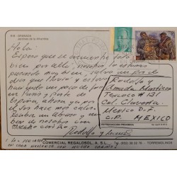A) 1999, SPAIN, FROM GRANADA TO MEXICO, SLOGAN CANCELATION POSTAGE YOUR SHIPMENTS IN POST