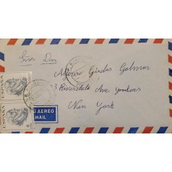 A) 1970, SPAIN, FROM PONTEVEDRA TO NEW YORK, AIRMAIL, SAN IDELFONSO STAMP