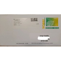 A) 2016, SPAIN, FROM VALLIRANA TO FLORIDA-UNITED STATES, PRE-FRANKED ENVELOPE STAMP