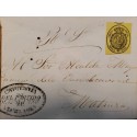 A) 1856, SPAIN, OFICIAL MAIL, COVER SHIPPED TO MATANZA-CARIBBEAN, ½ ONZA, SEAL IN BLACK ON YELLOW