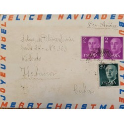 A) 1965, SPAIN, FROM MADRID TO CARIBBEAN, AIRMAIL, GRAL FRANCO STAMPS
