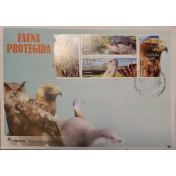 A) 2014, SPAIN, IMPERIAL EAGLE, FDC, PROTECTED FAUNA, OTTER, BUSTARD, ROYAL OWL