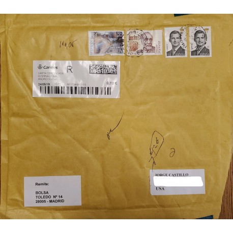 A) 2019, SPAIN, FROM MADRID TO UNITED STATES, RAMON SENDER WRITER, PARTICLE ACCELERATOR STAMPS