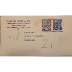 L) 1939 COLOMBIA, 3 CENTAVOS, BLUE, COAT OF ARMS, SCADTA, 30C, AIRPLANE, AIRMAIL