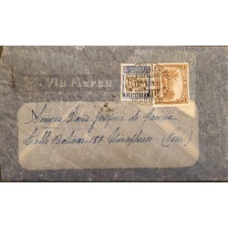 L) 1947 COLOMBIA, COFFEE, BROWN, 5C, PALM, 30C, BLUE, AIRMAIL, CIRCULATED COVER FROM COLOMBIA TO PERU
