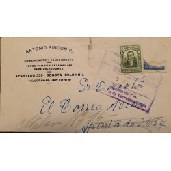 L) 1920 COLOMBIA, CAMILO TORRES, GREEN, UN CENTAVO, 4C, BLUE, XF