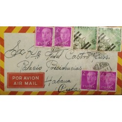 A) 1964, SPAIN, FROM MADRID TO CARIBBEAN – FIDEL CASTRO, AIRMAIL, GRAL FRANCO STAMPS
