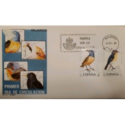 A) 1985, SPAIN, BIRDS, FDC, MADRID, CURRUCA CARRASQUEÑA AND ROQUERO RED STAMPS