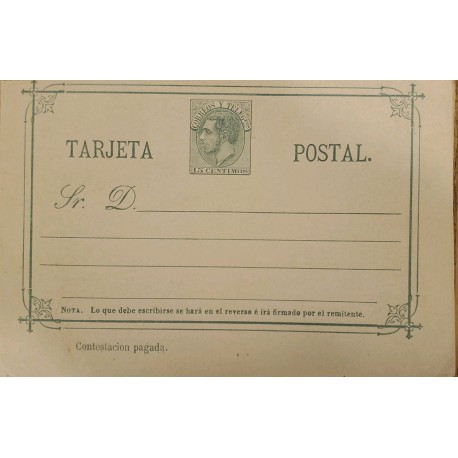A) 1882 CIRCA, SPAIN, POSTAL STATIONARY, KING ALFONSO XII STAMP