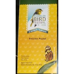 A) 2018, COLOMBIA, BIRDS RISARALDA FESTIVAL, FDB, DATE OF ISSUE AUGUST 24
