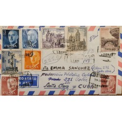 A) 1965, SPAIN, FROM LOGROÑO TO SANTA CLARA-CARIBBEAN, AIRMAIL, CERTIFICATED, MULTIPLE STAMPS