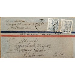 A) 1963, SPAIN, FROM SALAMNCA TO CARIBBEAN, AIRMAIL, SLOGAN CANCELLED BUY SUGAR, GRAN FRANCO STAMPS