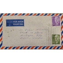 A) 1965, SPAIN, FROM BILBAO TO UNITED STATES, AIRMAIL, SLOGAN CANCELATION, GRAL FRANCO STAMP